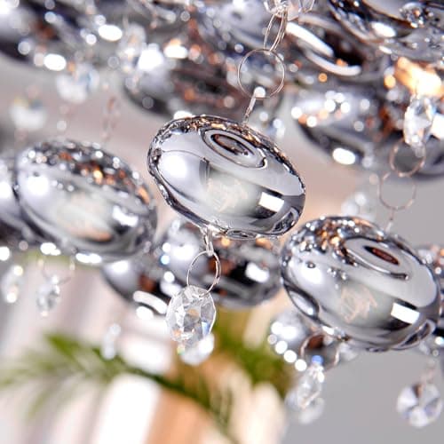 Lindby Suspension Esfera à intensité variable (Moderne) en Argent Métal e. a. pour Salon & Salle manger (à 4 lampes, G9) Luminaire Lampe Plafond Plafonnier