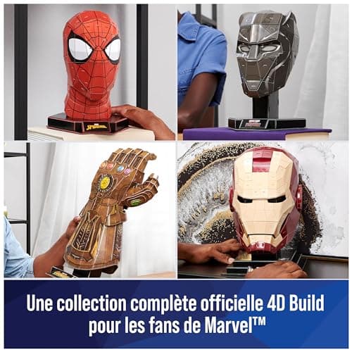 4D BUILD - Puzzle 3D Marvel - Maquette Avengers 82 Pièces - Masque Spiderman Inspiré de la Saga - Puzzle Adulte - Jeu de Construction à Collectionner - Jouet adulte - Jeu Enfant 12 ans et +