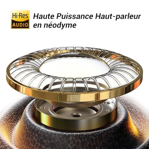 OneOdio Casque Bluetooth sans Fil BT5.2 avec 72 Heures, A70, Réduction de Bruit CVC 8.0, 3 Câbles, Léger Confortable, Pliable, Partage de Musique, Compatible Téléphone, DJ, Piano, Guitare (Noir Or)