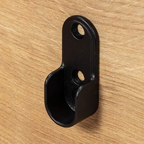 Gedotec Porte-manteau noir Porte-manteau métal | Tringle placard 1500 mm | Tringle de garde-robe en métal vintage OVAL | Tube meuble 30 x 15 mm | 1 Armoire bar ovale avec 2 consoles | 1 Pièce