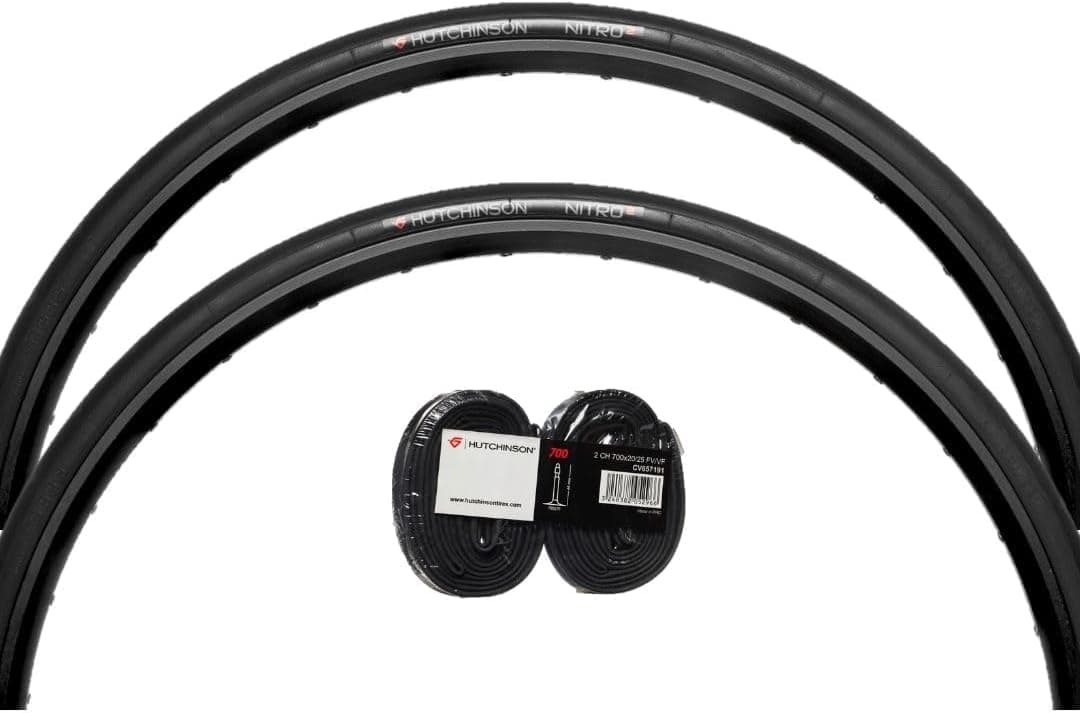 Hutchinson Lot de 2 pneus + 2 Chambre à air Route Nitro 2 700 x 25 Tringle Souple, Noir