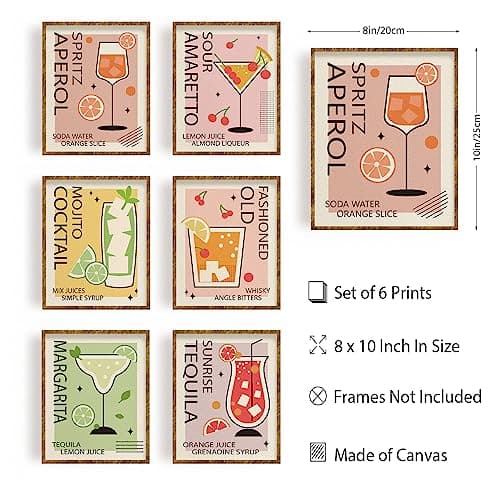 FREEBLOSS 6set Poster Mural Posters Muraux Bar Affiche Murale Poster Murale Sans Cadre Affiche Decoration Murale Poster Mural pour Salon Tableaux, Posters et Arts Décoratifs Poster Mural Chambre