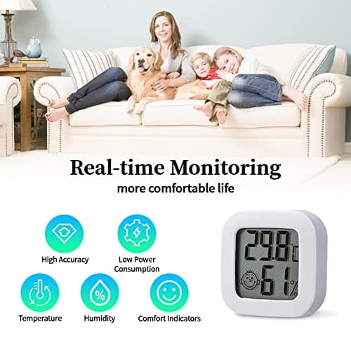 PNGOS Thermomètre Hygrometre Intérieur, 4PCS Mini Termometre Maison Digital Haute Précision, Moniteur de Température et Humidimètre Indicateur du Niveau de Confort pour Maison, Bureau, Chambre