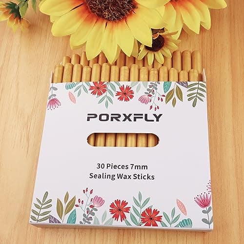 30 pièces 7mm bâtons de cire pour pistolet à colle,PORXFLY Mini bâtons de cire pour cartes, enveloppes, invitations de mariage, emballage de cadeaux, emballages de vin (Glod)