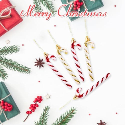 Coicok 12 Pièce Canne de Bonbons de Noël, Canne en Bonbon Glitter Décorations, Plastique de Noël Candy, Canne à Sucre d'arbre de Noël, Canne de Noël Cadeau Noël Arbre de noël Bonbons décoration