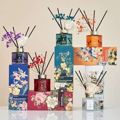 Airkeep Diffuseur de Parfum 150ml, Warm Spring Sunshine Reed Diffuser Set, Rose Parfum d Ambiance Maison, Decoration pour Chambre, Salon, Salle de Bain, Bureau