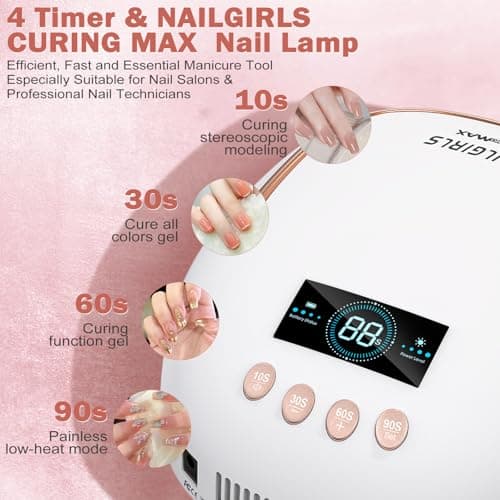 Lampe à Ongles Rechargeable,NAILGIRLS 80W Sans Fil Lampe Led UV Pour Ongles Capteur Automatique Séchoirs à Ongles avec 4 Réglages de Minuterie Lampe Pour Ongle Gel Professionne pour salon