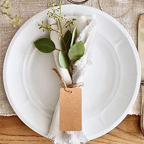 jijAcraft Étiquettes Papier Kraft Etiquette Cadeaux Rectangulaire 9x4,5cm, 100 pièces et Ficelle de Jute, pour Mariage Noël Anniversaire Artisanat (marron)