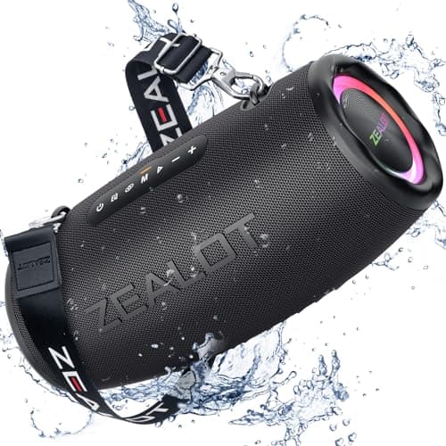 ZEALOT Enceinte Bluetooth, 80W Haut - Parleur Bluetooth avec Boost Bass, étanche ipx6, lumière LED, Banque d'alimentation, Bluetooth 5.2, extérieur, Camping Haut - Parleur Bluetooth