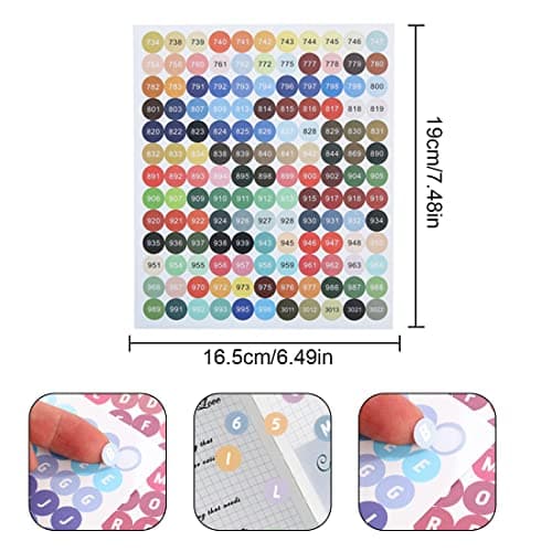 DULSPUE 8 Feuilles d'autocollants pour numéro de Couleur-Autocollants numérotés de Couleur - Chiffres Ronds - Autocollants numériques - pour boîtes de Rangement - Peinture Diamant