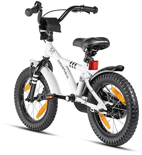 PROMETHEUS BICYCLES Velo Enfant 4 Ans - vélo Fille 14 Pouces a Roulette pour 3 a 5 Ans - Petite Princesse en Blanc