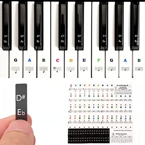 Sparta's Store autocollant piano,Autocollants Amovibles de Piano,Autocollants de Clavier de Piano,Autocollants pour piano,partition piano debutant,pour 37/49/54/61/88 .(Transparent)