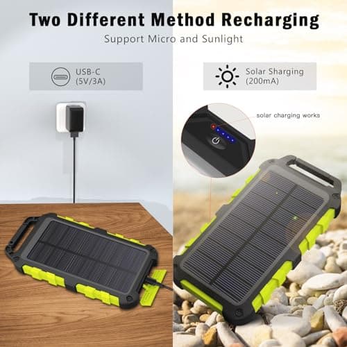 Chargeur Solaire 26800mAh Batterie Externe Solaire Portable Batterie avec 2 Ports USB et Une Entrée USB-C Charge Rapide Batterie Externe Imperméable pour Téléphone Ordinateur Camping Power Bank