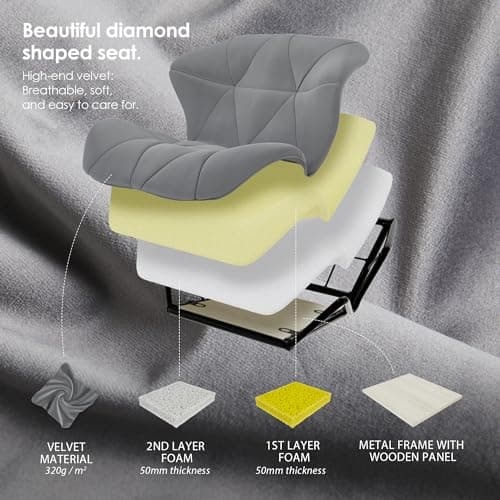 HNNHOME® Chaise de bureau moderne pivotante en tissu rembourré pour maison, bureau, hauteur réglable