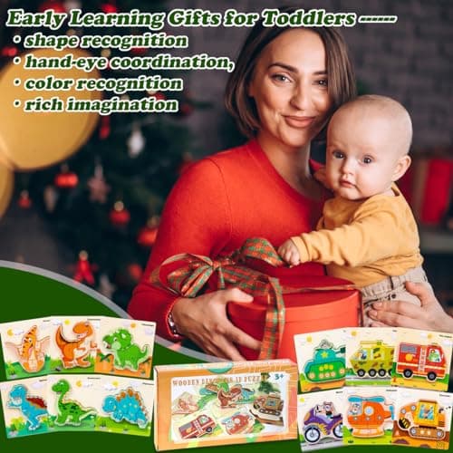 LEcylankEr Puzzle Enfant 1 2 3 Ans, 6 Pièces Puzzle Bois Dinosaure/Voiture, Puzzle Bebe Montessori pour 1 2 3 Ans, Cadeau pour Garçons Filles (Voiture)