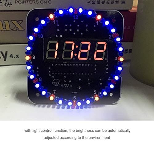Horloge de température électronique à LED numérique, Rotation de contrôle de la lumière Multifonction Bricolage Kit d'horloge de température électronique à LED numérique Suite(#3)