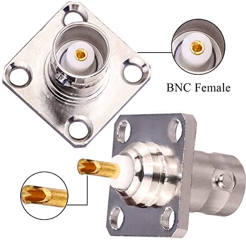 TUOLNK 2 Pack BNC Femelle 4 Trous Panneau À Bride Montage Sur Châssis Connecteur À Souder Coaxial RF Adaptateur Coaxial Convertisseur pour Câble Coaxial/Périphériques Lan Sans Fil