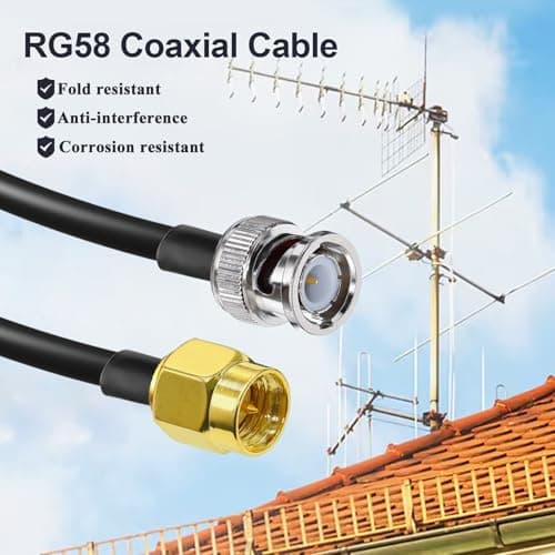 TUOLNK Câble de raccordement BNC vers SMA Câble d'extension mâle BNC vers SMA mâle RG58 20 pouces (50 cm) Câble adaptateur coaxial RF SMA vers BNC pour périphériques LAN sans fil Paquet de 2