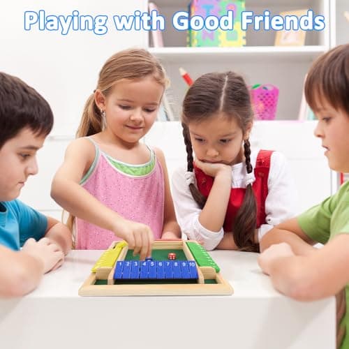mellystore Shut The Box Jeu de Dés en Bois pour 2 à 4 Joueurs Jeux de Table en Bois Mathématiques Traditionnels Jeu de Société en Bois Classique pour Salle de Classe, Maison, Fête Ou Pub (4 Couleurs)