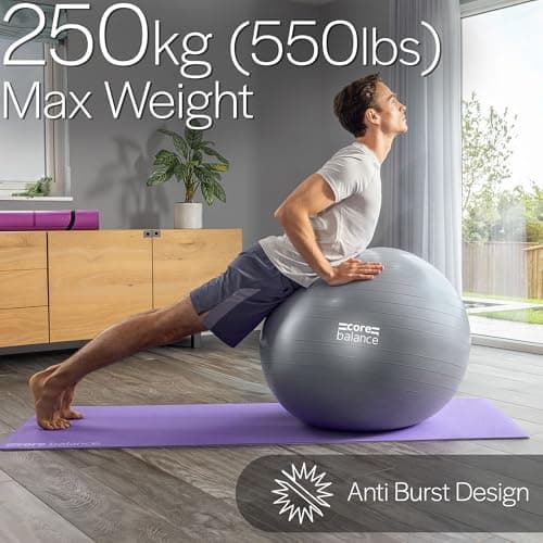Core Balance, Ballon d’Exercices pour Entraînement Gymnastique, Fitness, Yoga, Grossesse - Antidérapant/Anti-Éclatement - Diamètre Disponible : 55cm 65cm 75cm 85cm avec 1 x Pompe