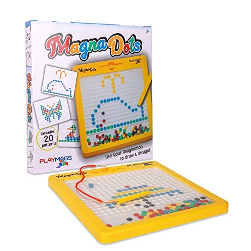 Playmags Magna Dots - Grand Tableau magnétique 12,5" pour Enfants - Tableau magnétique à Pois avec Stylo magnétique - Aimants Magna Safe pour Enfants et Tout-Petits - Jouet de Voyage