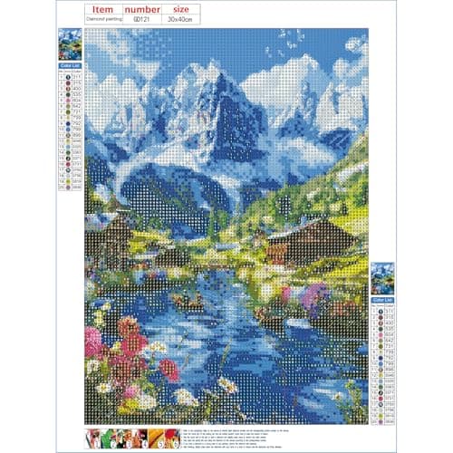 GDYEEH 5D Montagne Diamond Painting, DIY Rivière Broderie Diamant Painting Complet, Cabane Art du Diamant Peinture Strass Point de Croix Painting pour Adultes Débutants Murale Décor 30x40 cm