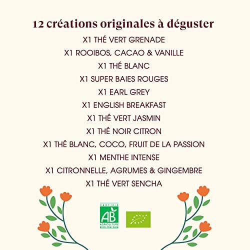 English Tea Shop - Coffret Thé - 12 mélanges de thé bio à offrir dans une jolie boite à thé éco-conçue - Coffret thé cadeau femme avec assortiment de 12 thés