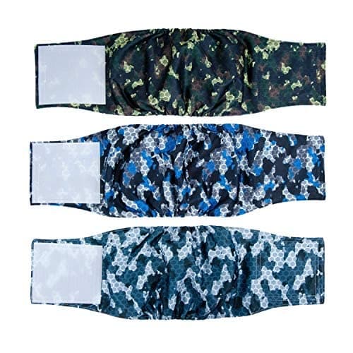Dono Lot de 3 Couches lavables pour Chien mâle, Super absorbantes - pour Chiens de Petite, Moyenne et Grande Taille - armée S