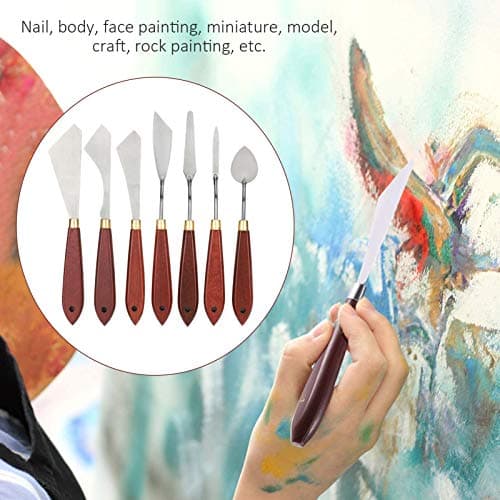 Inoxydable Couteau PeintureCouteau à Palette de Spatule Peinture Grattoir de Mélange de Peinture, 7Pcs Spatule Peinture Acrylique Painting Tools