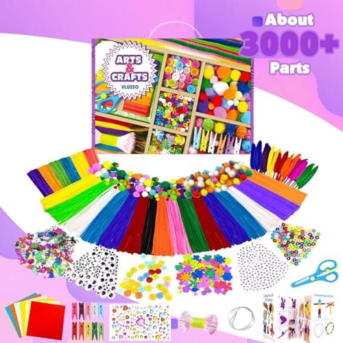 3000Pcs Activites Manuelles pour Enfants Activite Enfant Kit Bricolage Enfant Activité Manuelle Enfant pour 4-12 Ans, Fournitures Éducatives Loisirs Créatifs pour Enfants Pipe Cleaners Pompons Plumes