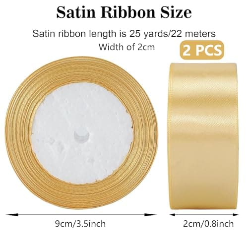 laeeyin Ruban de satin de 44 m de large - 20 mm de large - Ruban cadeau de mariage - Parfait pour les mariages, les anniversaires et les occasions festives (doré)
