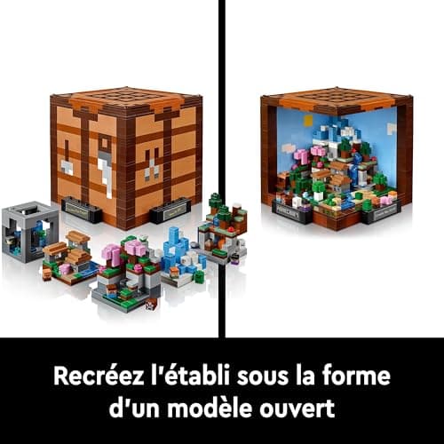 LEGO Minecraft L’établi - Set de Construction en Briques Inspiré du Jeu Vidéo - avec des Figurines, des Créatures et des Biomes - Spécial 15e Anniversaire - Cadeau pour Adultes Hommes et Femmes 21265