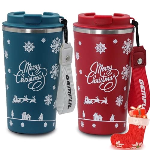 GEMFUL Lot de 2 Tasses pour Maman Anti Fuite 17oz avec Sangle pour Voyage Maison ou Bureau