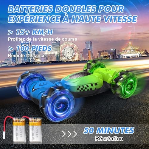 Fosgoit Voiture Télécommandée Enfant, 4x4 Télécommandée Tout Terrain, 2,4 GHz Voiture RC Drift avec Lumières, Jouets pour Enfants de 3-12 Ans, Meilleurs Cadeaux d'anniversaire de Noël pour Enfants