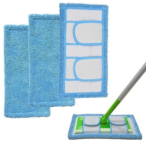 GFRED Lot de 3 Lingettes Reutilisable Remplacement Compatible Avec Swiffer Sweeper Utilisation Humide et Sèche Tampons Vadrouille en Microfibre Convient à de Nombreux Types de Revêtements de Sol