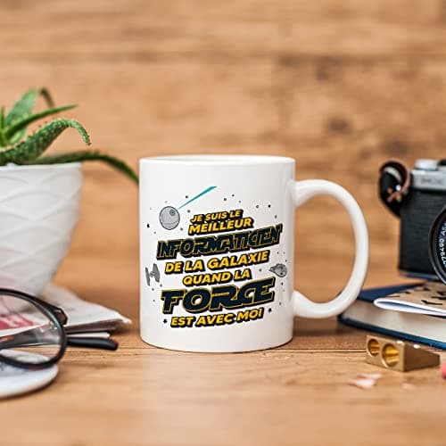 Mugffins Tasses pour INFORMATICIEN - En Français - Cadeau original pour INFORMATICIEN homme - Meilleur de Galaxie Quand Force Avec Moi - 11 oz / 330 ml