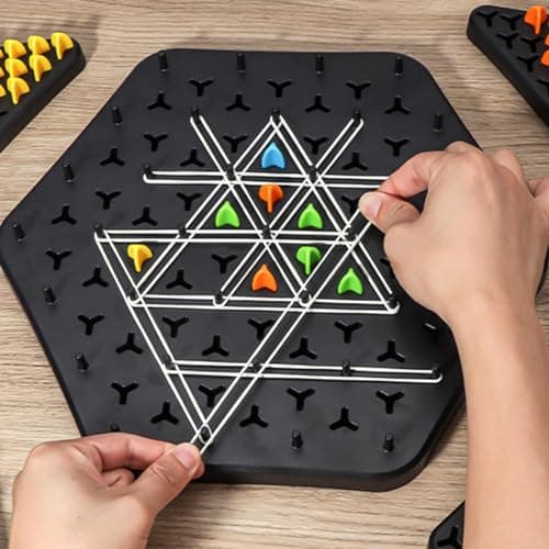 Jeu De Triangle en Chaîne, Jeu De Triggles Amusant, Jeu De Cheville Interactif, Jeu De Cheville De Bureau Classique, Jeu D'échecs Stratégie Triangle, Jeu Stratégie Casse-tête pour Enfant