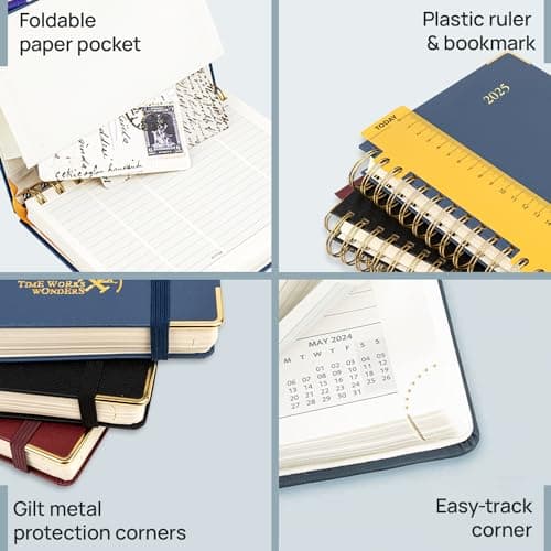 POPRUN Agenda de Poche 2025 A6 Semainier 16 x 10,5 cm - Couverture Rigide Spirale, Petit Agenda, D'Jan 2025 à Déc 2025-12 Mois, Poche intérieur, Papier Certifié FSC® 100 g/m2, Pacifique vert