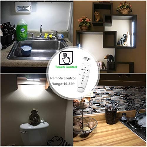 LDOPTO lampe led sans fil 6 packs avec télécommande lampe murale sans fil lumiere led pour chambre lampe de placard sont utilisées dans les armoires et les vitrines. Aucun câblage requis