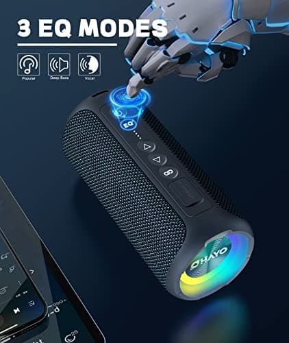 OHAYO Enceinte 5.3 Bluetooth sans Fil Puissante 40W, Portable Étanche IPX7, avec Lumières LED, Autonomie 30 hrs, Basses Profondes, AUX, TF Carte, pour Les Voyages/Extérieur