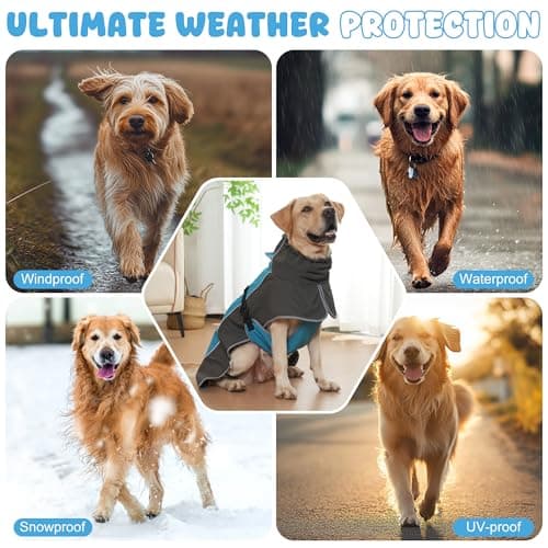 Veste Imperméable pour Chien, Réfléchissantes d'hiver Manteau Chaud pour Chien avec Doublure Polaire pour Chiens de Petite à Grande Taille Camping et Randonnée en Extérieur par Temps Froid