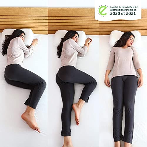 Oreiller Cervical NuMOON avec Aloe Vera et Charbon de Bambou | Coussin Ergonomique et Orthopédique Anti-Acariens, Anti-Allergènes | Pour Toutes les Position de Sommeil | Taie Extra Gratuite