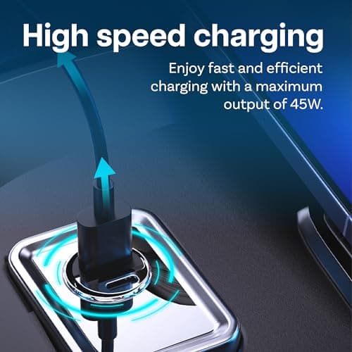MMOBIEL USB-C Adaptateur Chargeur Voiture – 45W Allume Cigare USB Charger Rapide - Chargeur Téléphone Auto Compact - Double Chargeur USB Compatible avec iPhone 16 15 14 13 Pro Max, Samsung S24 S23 S22