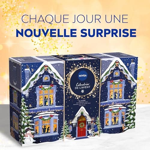 NIVEA Calendrier de l'Avent 2024 pour 24 jours de surprises, Coffret cadeau NIVEA pour patienter jusqu’à Noël, Calendrier de l'Avent beauté femme avec soins visage corps & lèvres