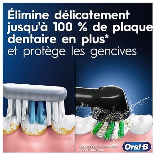 Oral-B Pro 3000 Brosse À Dents Électrique Pour Adultes, Idée Cadeau Noël Homme / Femme, 2 Brossettes Crossaction, 3 Modes De Brossage, Blancheur, Nettoyage Quotidien, Pour Des Gencives Sensibles