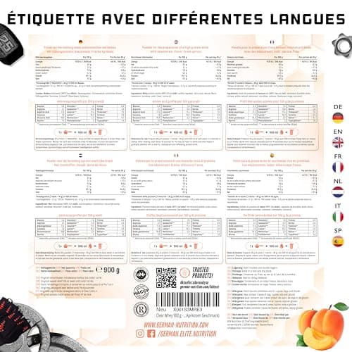 Clear Whey Isolate Protein Shake - Shake protéiné fruité & rafraîchissant - Isolat de protéines de lactosérum de haute qualité (900g, Fresh Apricot)