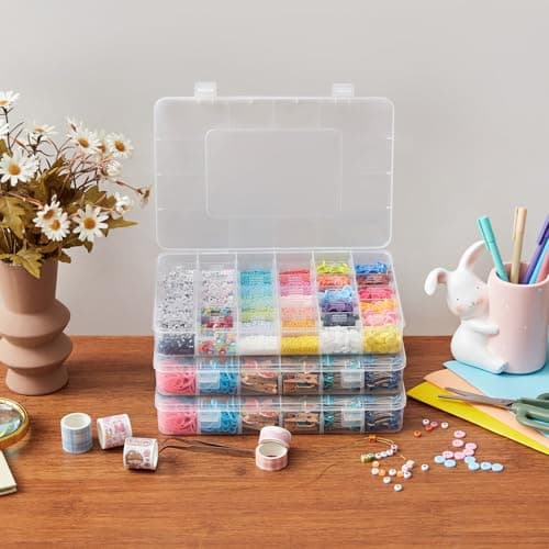 Lifewit Boite Rangement Plastique 2 Pièces, Petite Boite Rangement Perles avec Couvercle, Boite Rangement Compartiment Tiroir avec 36 Diviseurs Ajustables pour Diamond Painting, Lego, Bijoux, Vis