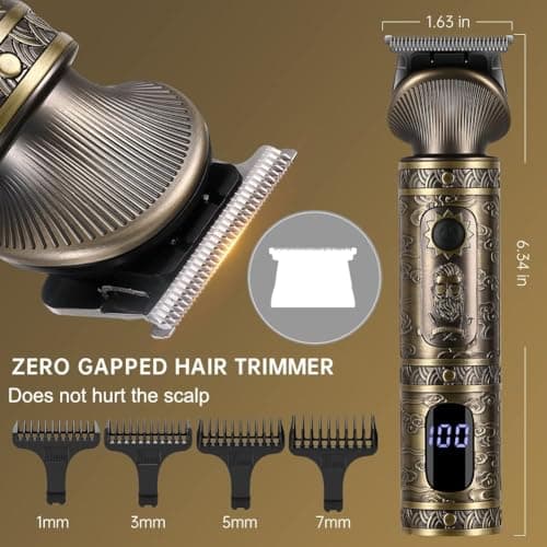 Surker Tondeuse Barbe Homme Tondeuse Cheveux Professionnelle Avec Lame en T de Coupe de Cheveux Chauve 0 mm Rasoir électrique Tondeuse Corps de Précision pour Nez 7 en 1