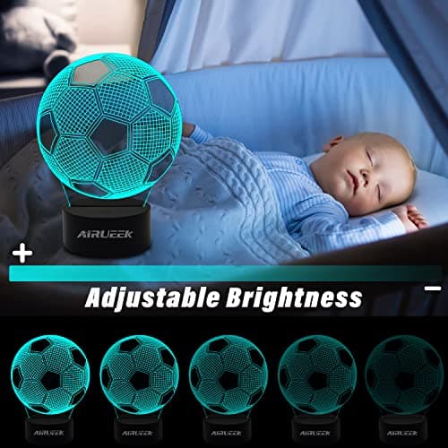 AIRUEEK Foot Veilleuse Enfant, 3d Led Football Lampe De Chevet Enfant 16 Couleurs Changeantes Avec Télécommande, Decoration Chambre Anniversaire Surprise Cadeau Garcon 7.8.9.10-12 Ans