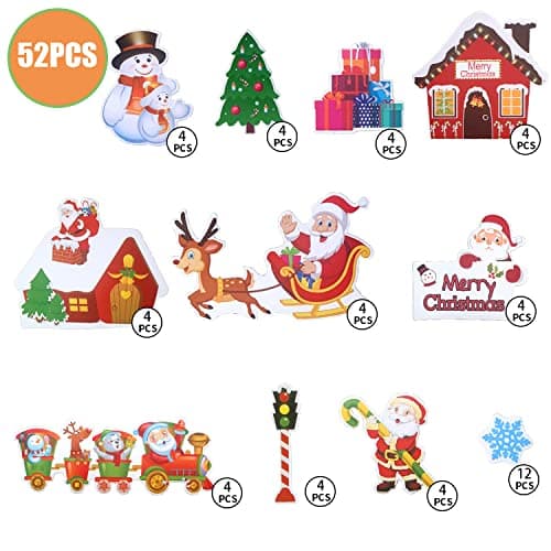 KEELYY 52 Pcs Noël Cupcake Toppers Picks Decoration Gateau de Noel Joyeux Noël Flocons de Neige Drap Cure-Dents pour Décorer Dessert Muffin Gâteau de Noël Fête